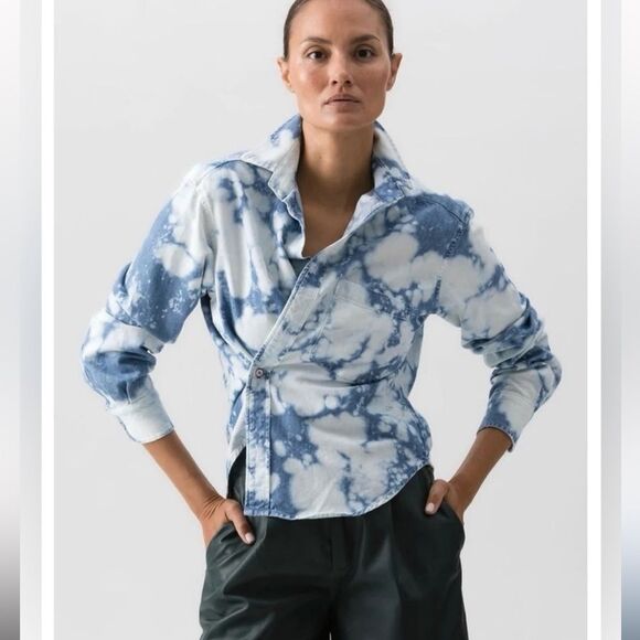 WEAR CISCO The Crop Shirt Denim / Cloud Tie Dye Long Sleeve Size M/L - Picture 1 of 11